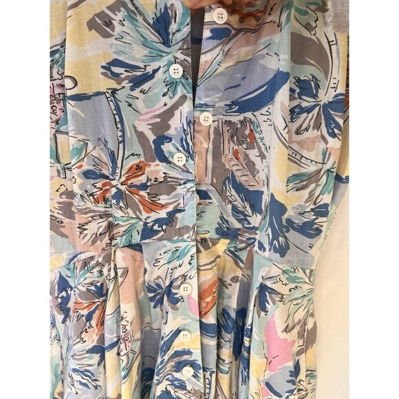 VTG Carol Anderson California Midi Dress Pastel Beach Vacation Button Front - Picture 3 of 11